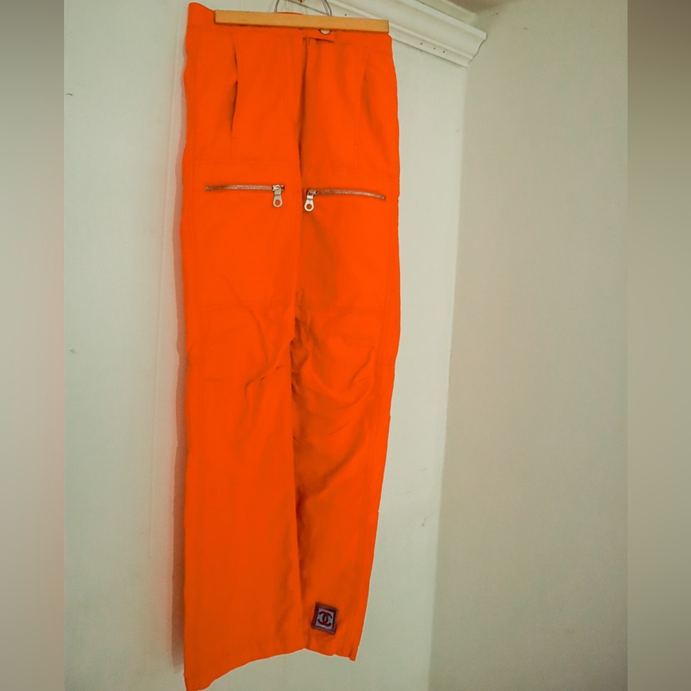 CHANEL Vibrant Orange Cargo Pants -2002 Sport Collection